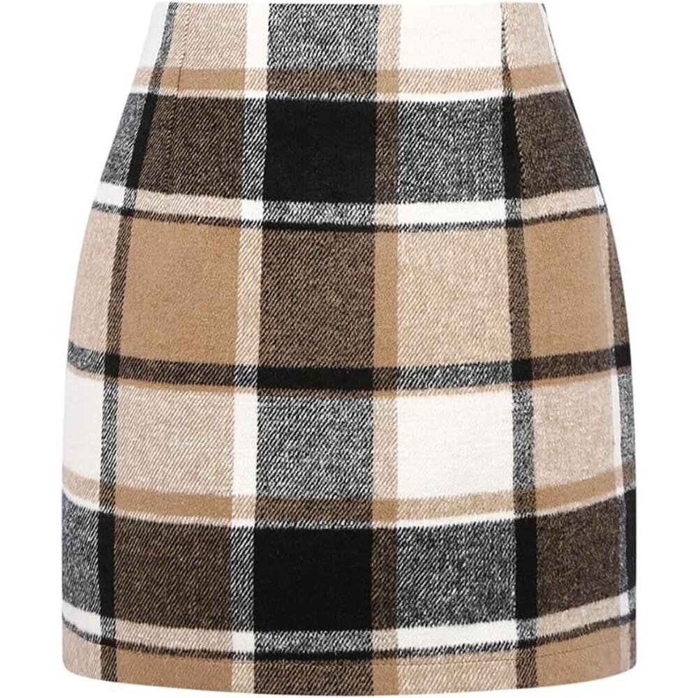 Warm and Stylish Women's Plaid Mini Skirt with Invisible Zipper - Fall Essential